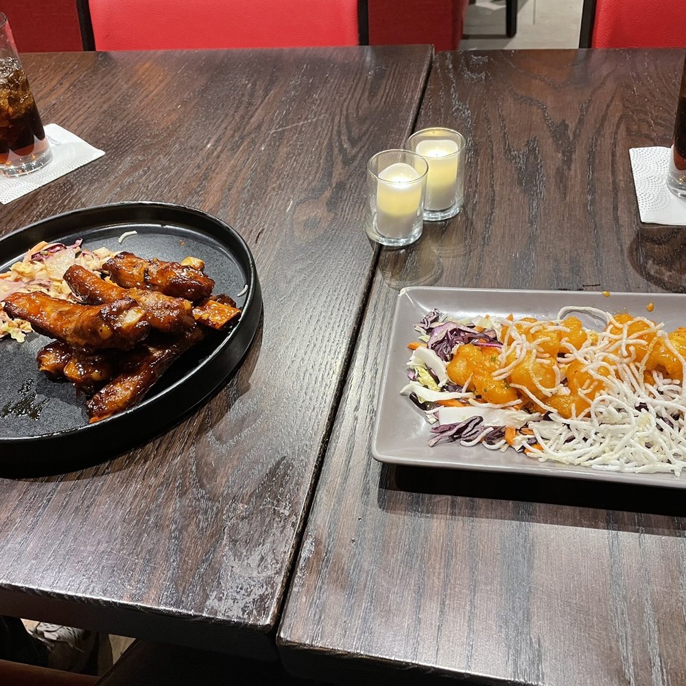 P.F. Chang's - Dynamite Shrimp and BBQ Pork Spare Ribs - Chinese Near Me - Hackensack, New Jersey P.F. Chang's - Dynamite Shrimp and BBQ Pork Spare Ribs - Chinese Near Me - Hackensack, New Jersey