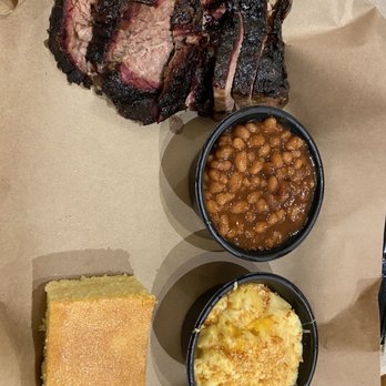 Mission BBQ - LEAN Brisket with XXL Combo with cornbread, Baked Beans with Brisket, and Maggie's Mac-N-Cheese - Barbeque Near Me - Davie, Florida