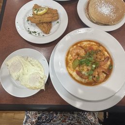Shrimp and grits, eggs, catfish and pancakes! All was delicious! Shrimp and grits, eggs, catfish and pancakes! All was delicious!