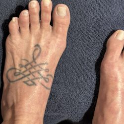 Dips filed into my toe nails,