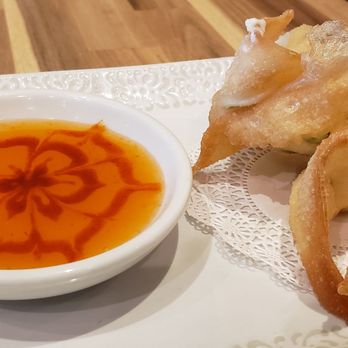 Hasuno - Crab rangoons-love the flower in the sauce - Sushi Bars Near Me - Indianapolis, Indiana Hasuno - Crab rangoons-love the flower in the sauce - Sushi Bars Near Me - Indianapolis, Indiana