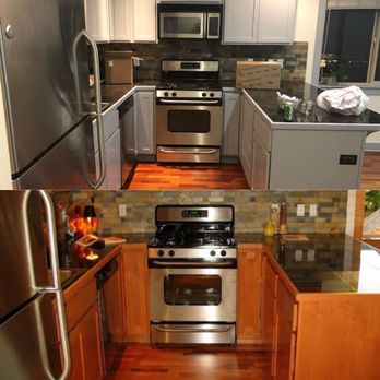 Ibanez Painting - Kitchen cabinets before and after (grey) - Painters Near Me - Seattle, Washington Ibanez Painting - Kitchen cabinets before and after (grey) - Painters Near Me - Seattle, Washington