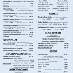 K & M Coffee, Corks, And Cammo - Menu