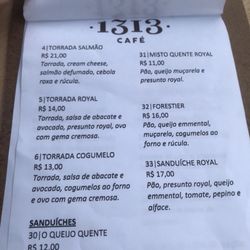 1313 Café - Cardapio