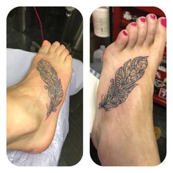 Mystic Tiki Tattoo - Matching feather tattoos