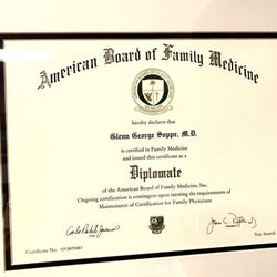 Soppe Glenn G, MD - Dr. Soppe 30 Years Board Certified