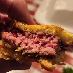 Red's Old 395 Grill - A medium well burger undercooked.