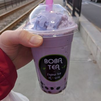 Boba Tea And Snow Ice House - Taro smoothie w/ boba - Bubble Tea Near Me - Brookline, Massachusetts