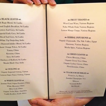 The St. Regis Houston by Marriott - The tea menu. - Hotels Near Me - Houston, Texas