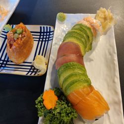 Eden Bento Café - Salmon inari and rainbow roll