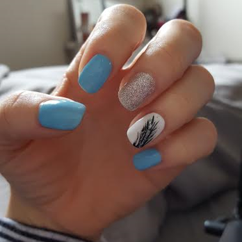 D & M Nails - gel manicure with design #1 - Nail Salons Near Me - Pittsburgh, Pennsylvania