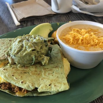 Cafe Root Cellar - Chicken chorizo quesadilla special with local cheese grits - American Near Me - Pittsboro, North Carolina Cafe Root Cellar - Chicken chorizo quesadilla special with local cheese grits - American Near Me - Pittsboro, North Carolina