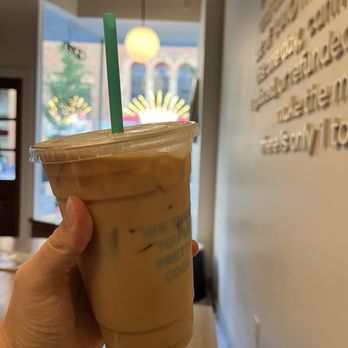 MOKA - espresso over ice with almond milk and SF salted caramel - Coffee & Tea Near Me - Rochester, Minnesota