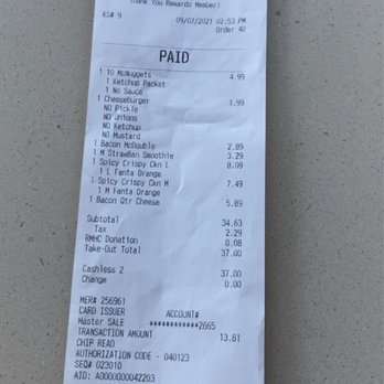 McDonald's - a receipt for $ 50 - Burgers Near Me - Atlantic City, New Jersey McDonald's - a receipt for $ 50 - Burgers Near Me - Atlantic City, New Jersey