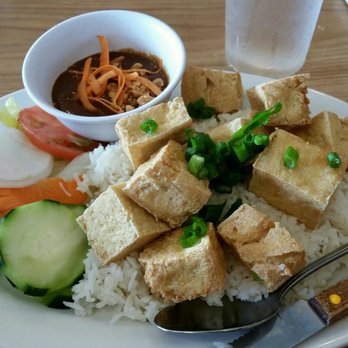 Pho 21 - I think this is #48. It's fried tofu with peanut sauce and jasmine rice. So good! - Vietnamese Near Me - Houston, Texas Pho 21 - I think this is #48. It's fried tofu with peanut sauce and jasmine rice. So good! - Vietnamese Near Me - Houston, Texas