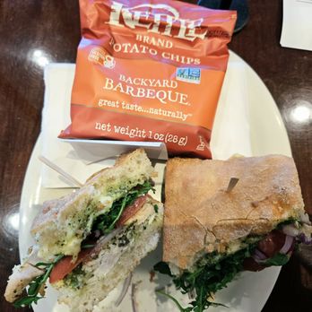 Boudin SF - Chicken pesto sandwich with chips.  Around 14.00 - Bakeries Near Me - Santa Ana, California