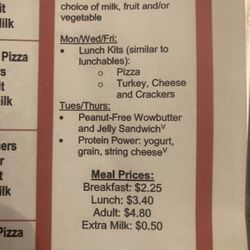 McCordsville Elementary - Alternative meal options