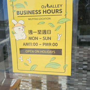 O2 Valley - Business Hours - Taiwanese Near Me - Milpitas, California