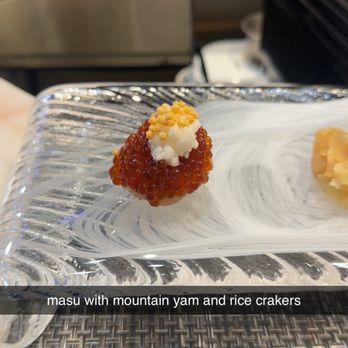 Sushi Murayama - Masu (Trout Roe), with mountain Yam and rice crackers - Sushi Bars Near Me - Honolulu, Hawaii Sushi Murayama - Masu (Trout Roe), with mountain Yam and rice crackers - Sushi Bars Near Me - Honolulu, Hawaii
