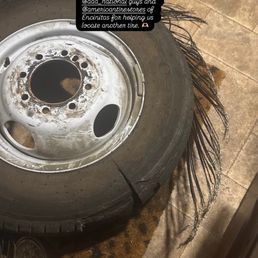 Our blowout tire, which was replaced.