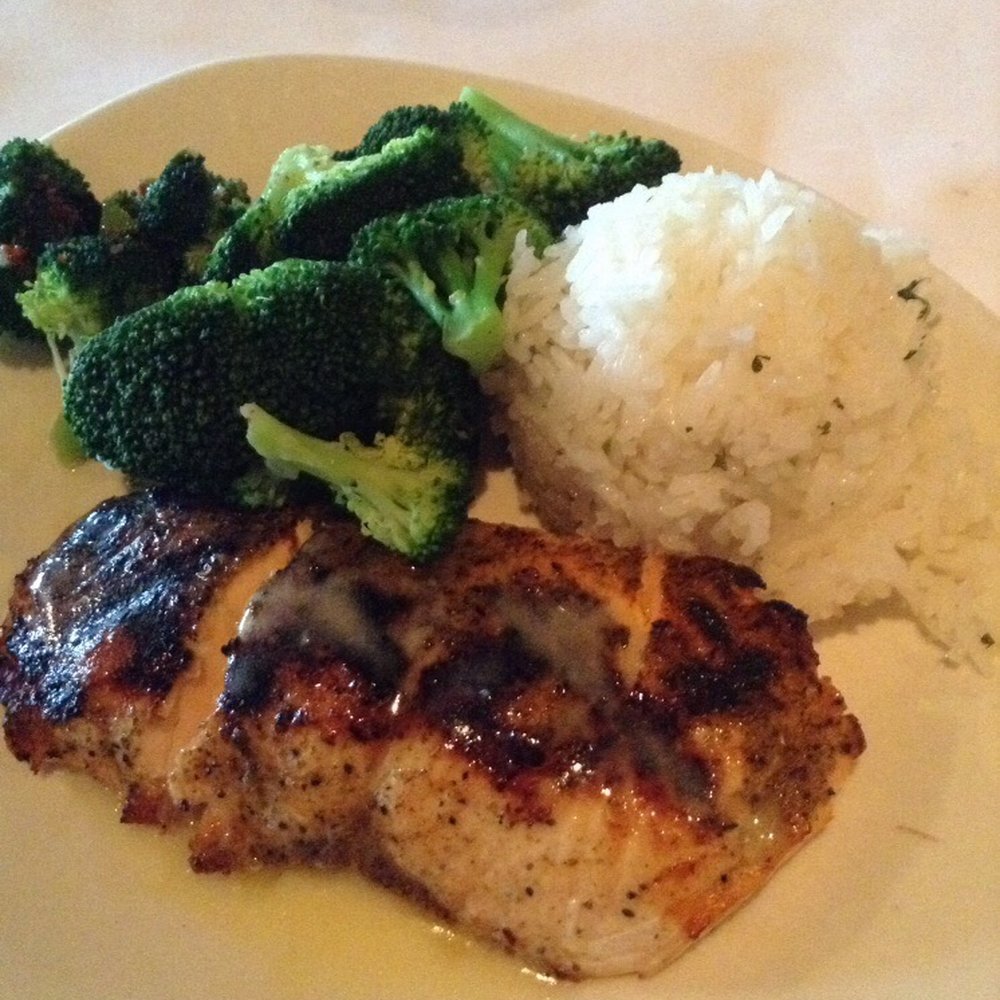 Bonefish Grill - Grilled Salmon topped with lemon butter side of rice an broccoli - Seafood Near Me - Denver, Colorado Bonefish Grill - Grilled Salmon topped with lemon butter side of rice an broccoli - Seafood Near Me - Denver, Colorado