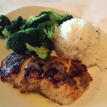 Bonefish Grill - Grilled Salmon  topped with lemon butter  side of rice an broccoli - Seafood Near Me - Denver, Colorado