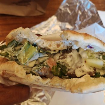 Falafel Bites - showing the inside of a lamb gyro - Mediterranean Near Me - New York, New York Falafel Bites - showing the inside of a lamb gyro - Mediterranean Near Me - New York, New York