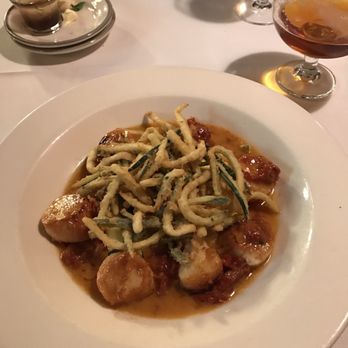 Bender's Tavern - Scallops with polenta and crispy zucchini straws. My all time favorite dish! - Seafood Near Me - Canton, Ohio Bender's Tavern - Scallops with polenta and crispy zucchini straws. My all time favorite dish! - Seafood Near Me - Canton, Ohio