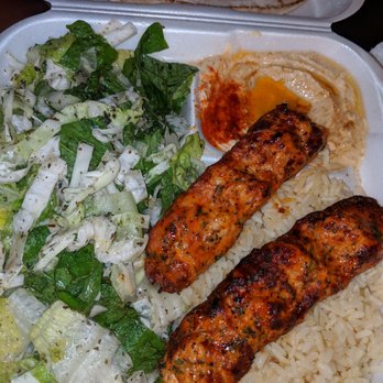 Mezzaterranean - Chicken kefta entree comes with rice, salad, hummus and pita bread. - Lebanese Near Me - Rancho Cucamonga, California Mezzaterranean - Chicken kefta entree comes with rice, salad, hummus and pita bread. - Lebanese Near Me - Rancho Cucamonga, California