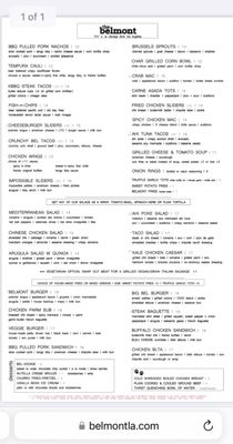 Menu photo 1 The Belmont Los Angeles, CA