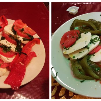 Benito One - Mozzarella-topped peppers with tomatoes on Mar 2017 (left) and Christmas Eve 2018 (right). The real one is even worse than photo. - Italian Near Me - New York, New York
