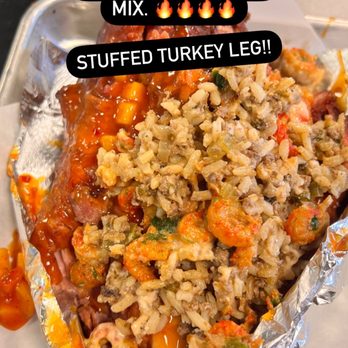 Stuff My Turkey - Mango with stuffed dirty rice and crawfish. - Chicken Wings Near Me - Las Vegas, Nevada Stuff My Turkey - Mango with stuffed dirty rice and crawfish. - Chicken Wings Near Me - Las Vegas, Nevada
