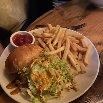 Bridge Street Social - Wagyu cheeseburger with fries and house slaw - Wine Bars Near Me - DeWitt, Michigan
