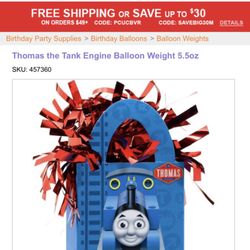 Party City - Cute Thomas balloon weights so that your train balloons don't chuff & puff away!
