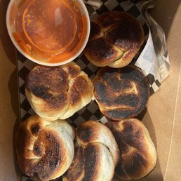 Burnt garlic knots.