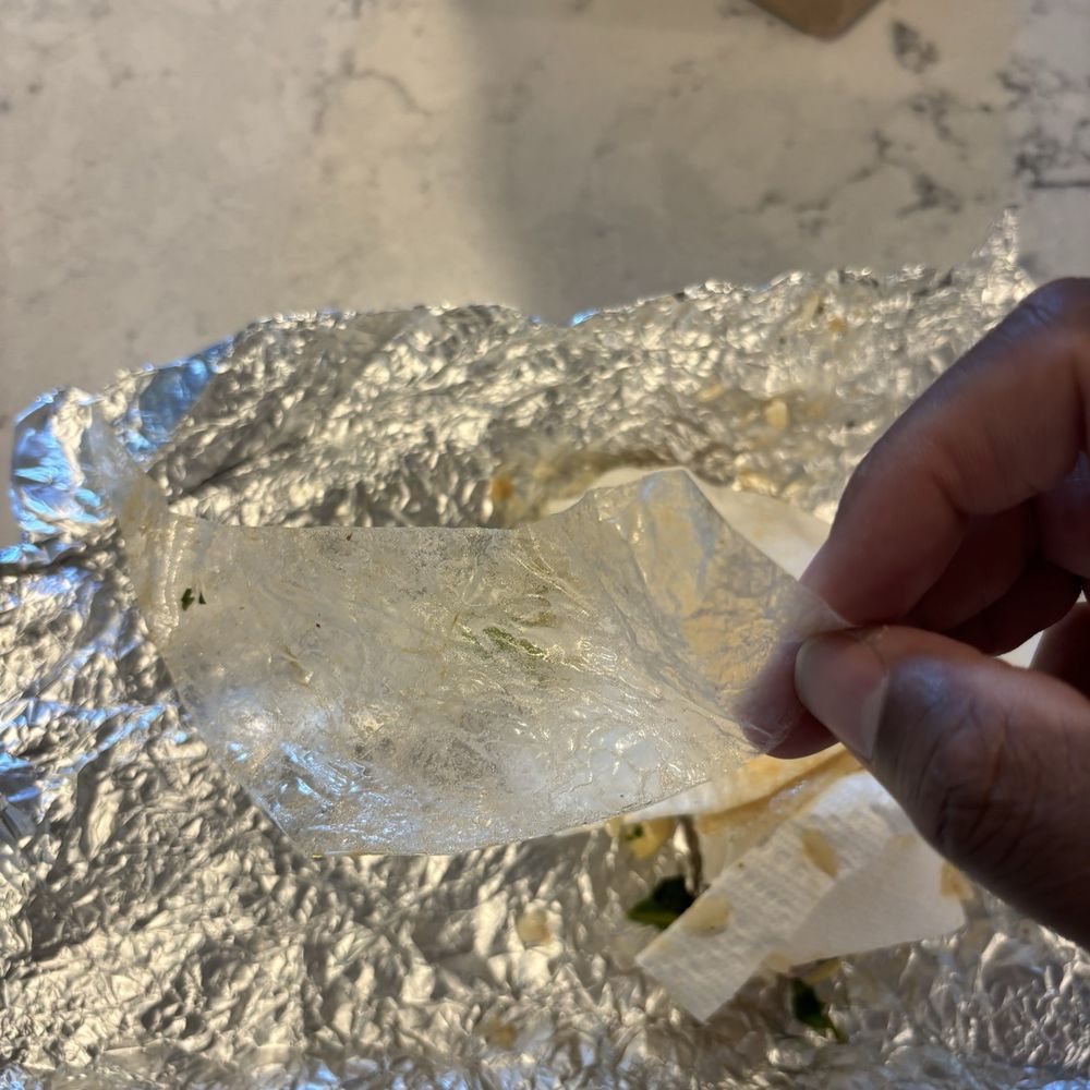 Plastic wrapping from inside of burrito Plastic wrapping from inside of burrito