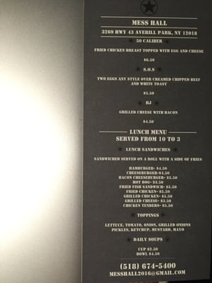 Menu photo 3 Mess Hall Averill Park, NY