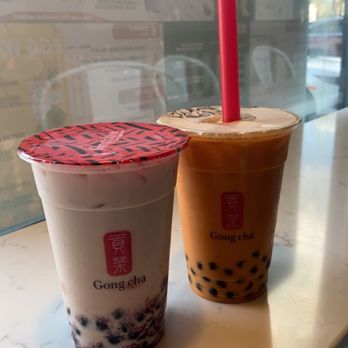 Gong Cha - Strawberry Black Tea - Cold 16oz and Thai Tea Latte - Cold 16oz - Coffee & Tea Near Me - Annandale, Virginia