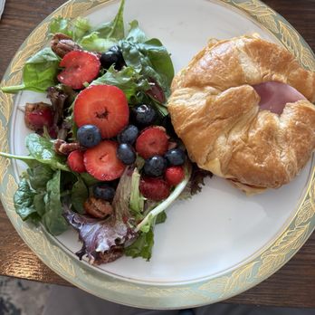 The Water Street Cafe - Ham and Gouda Croissant with side salad. - Coffee & Tea Near Me - Washington, North Carolina The Water Street Cafe - Ham and Gouda Croissant with side salad. - Coffee & Tea Near Me - Washington, North Carolina