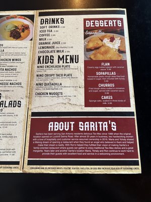 Menu photo 5 Sarita's Mexican Restaurant San Antonio, TX Menu photo 5 Sarita's Mexican Restaurant San Antonio, TX