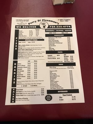 Menu photo 3 Perry Di Pizzaman's New Kensington, PA