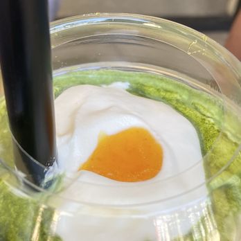 Ceré Tea - The " egg " is actually mango with cream for the Matcha latte was my - Bubble Tea Near Me - Milpitas, California