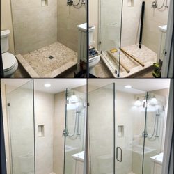 Adona Glass - Centerline frameless shower enclosure with clamps.
