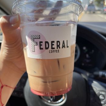 Federal Coffee - ($7.50 iced pink latte medium) not worth it. - Coffee & Tea Near Me - Los Angeles, California Federal Coffee - ($7.50 iced pink latte medium) not worth it. - Coffee & Tea Near Me - Los Angeles, California