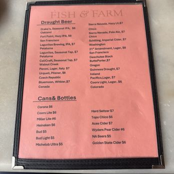 Fish & Farm - Drinks menu - New American Near Me - San Francisco, California Fish & Farm - Drinks menu - New American Near Me - San Francisco, California