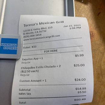 Teresa's Mexican Grill - The Damage - Mexican Near Me - El Monte, California