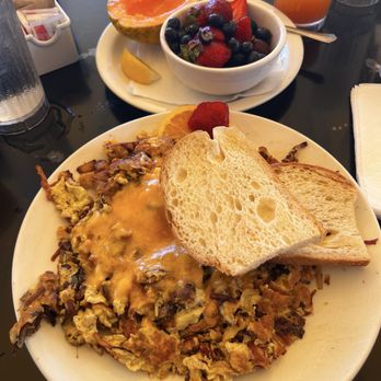 Sweet E's Cafe - Scramble with fruit bowl - Cafes Near Me - Honolulu, Hawaii Sweet E's Cafe - Scramble with fruit bowl - Cafes Near Me - Honolulu, Hawaii