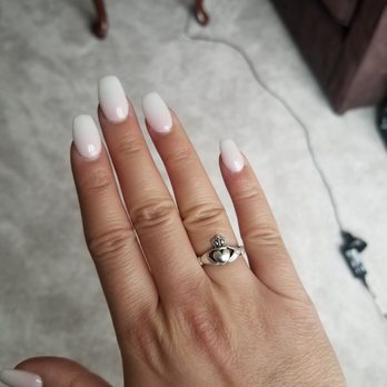 Sen Nails - Ombre pink/white dip nails with tips - Nail Salons Near Me - Saugus, Massachusetts