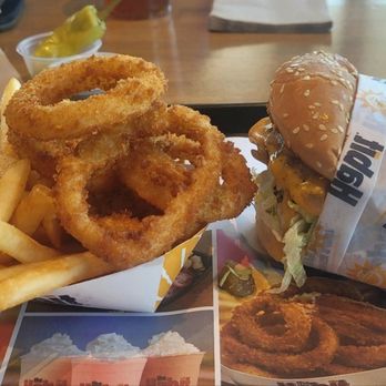 Habit Burger & Grill - Charburger w cheese, half fries half onion rings - Burgers Near Me - Cypress, California Habit Burger & Grill - Charburger w cheese, half fries half onion rings - Burgers Near Me - Cypress, California