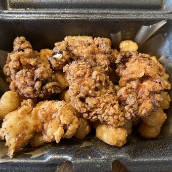 Mr P's Takeout Food - 4 piece chicken tender basket with tater tots, they forgot the honey mustard dipping sauce - Desserts Near Me - Ellijay, Georgia